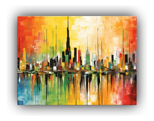 75x50cm Impactante Cuadro Bandera Uae Bastidor Madera Modern
