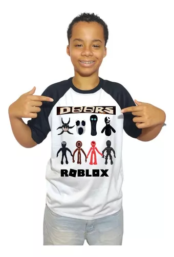 Camiseta Infantil Doors Roblox Mangas Preta Game Roblox #1