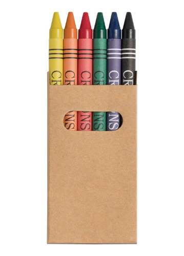 Cajita 6 Crayones De Colores Hiidea Pack 10 Unidades
