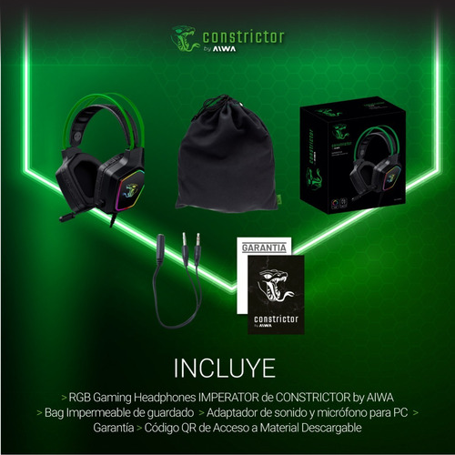 Imagen 6 de 10 de Auriculares Gamer Aiwa Constrictor Rgb Con Mic