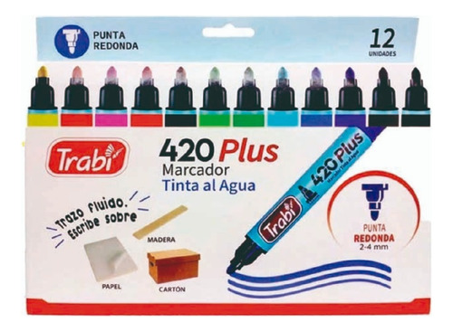 Marcadores De Colores Trabi 420 Caja X 12 Gruesos Fibron