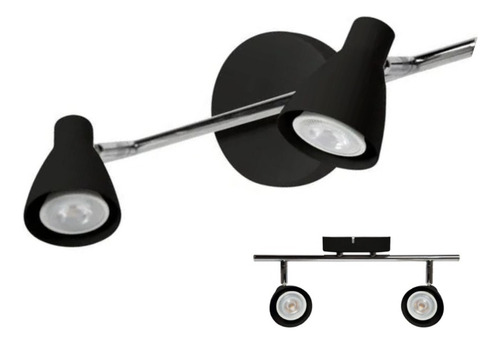 Lampara Dirigible Para Pared O Techo Negro 2 Spot Gu10