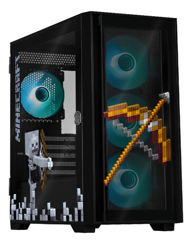 Gabinete Xtreme Pc Minecraft Skeleton Micro Atx Usb-c Argb