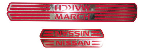Embellecedores De Estribos Interior Auto Nissan March Rojo