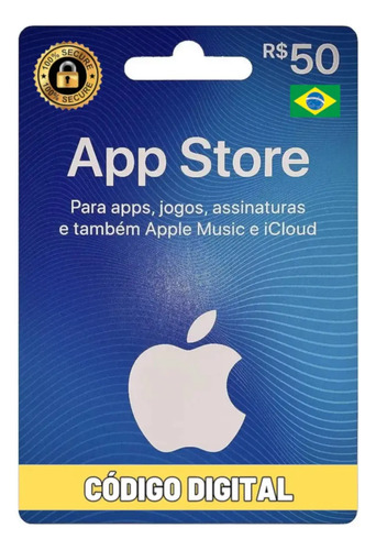 Cartão Gift Card App Store Reais Itunes Brasil Apple 50 Reais