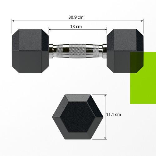 Imagen 7 de 9 de Un Par Mancuernas Pesas Hexagonal Recubierta 20lb 9.07kgs