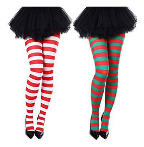 Bh Calcetines Navideños A Rayas Hasta El Muslo Y Medias