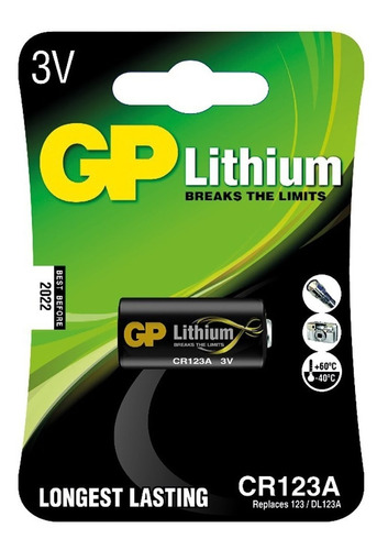 Bateria Gp Lithium Cr123a Photo 3v Blister 1 Unidade