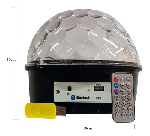 Imagen 1 de 10 de Bola Led Bluetooth Audioritmica Usb Luces Led Dj + Parlante