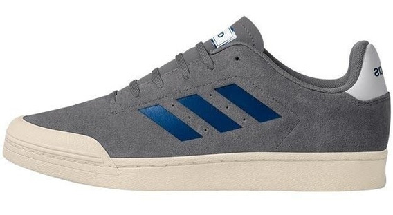 tenis adidas gris con azul