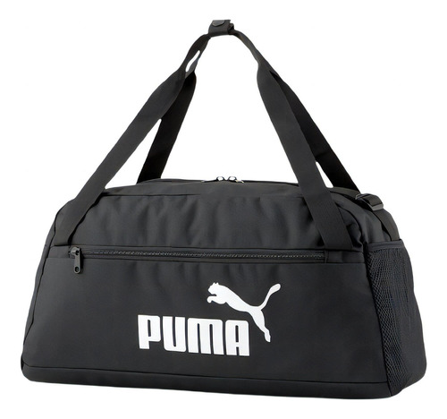 Bolsa saco Puma Phase Sports Bag design liso de poliéster  preta com alça de ombro preta alças de cor preto