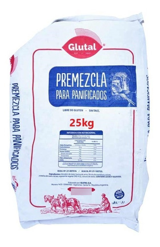 Premezcla Panificados 25 Kgs Sin Tacc Glutal Libre De Gluten