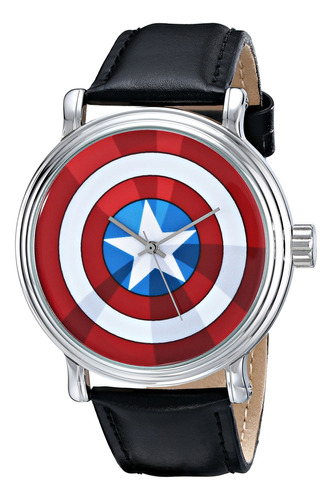 Reloj Analógico Vintage Marvel Para Adultos Color Negro