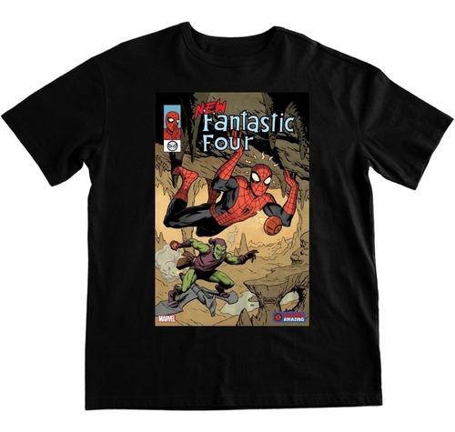 Polera Estampada Algodon Organico 4fantasticos Spiderman 03