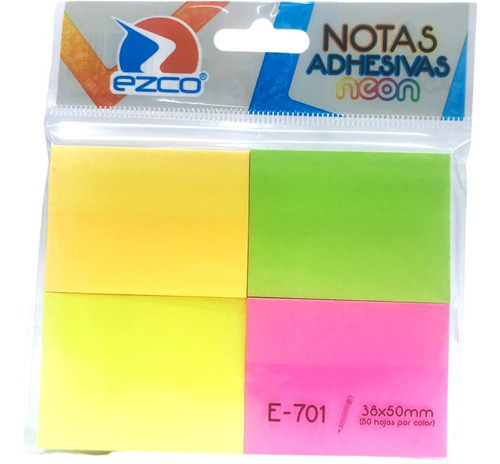 Notas Adhesivas Fluo X4 Blocks 38x50 50 Hojas Ezco