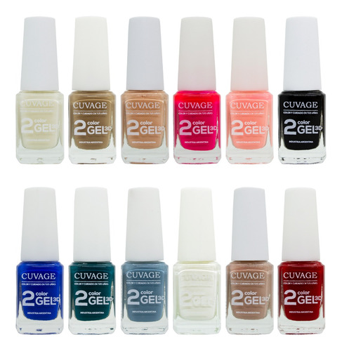 Cuvage Kit X12 Esmaltes Veganos Color Gel 3d Uñas 11ml 6c