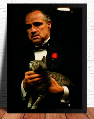 Cuadro Marco Negro 33x48cm El Padrino Godfather Cat Gato