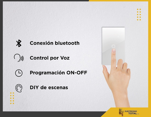Imagen 3 de 10 de Interruptor Tecla Wifi Inteligente Smart Touch 1 Canal Pared