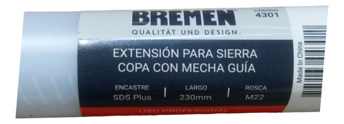 Extensión Mecha Guía Sds-plus 230mm Sierra Copa Bremen 4301