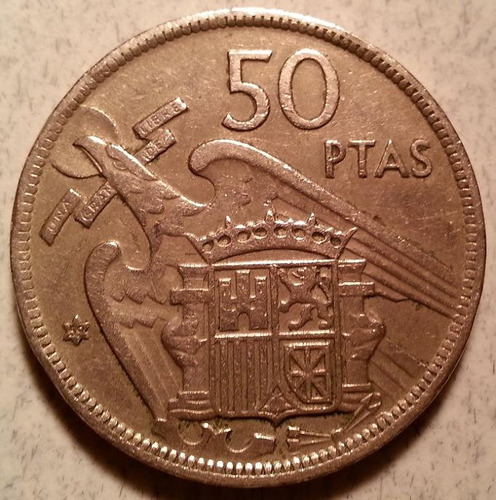 Moneda Del Reino De España De 50 Pesetas Del Año 1957