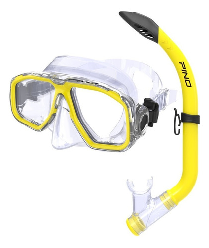 Set Snorkeling Pino Junior Mascara Buceo Kit Combo Color Amarillo