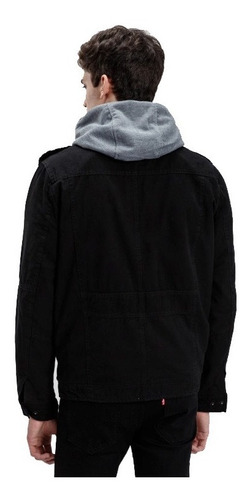 Campera Levis Hombre Milita Jacket Buzo Gabardina Negra