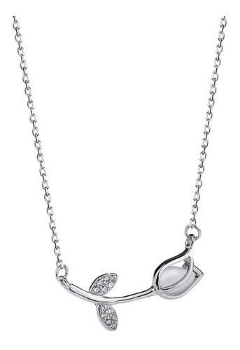 Collar Con Colgante De Tulipán De Plata 925 Para Mujer