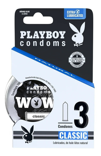 3 Condones Playboy Condoms Clásico Preservativos Lubricados