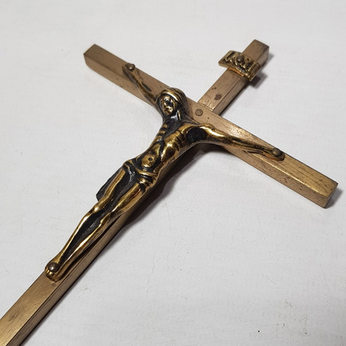 Imagen 7 de 8 de Antiguo Crucifijo De Bronce Y Alpaca Mag 59433