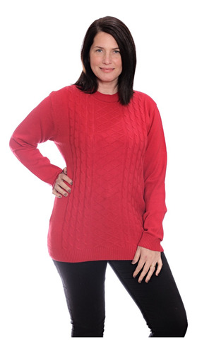 Sweater Tejido Mujer Cuello Redondo Trenzas 3021