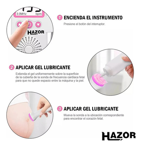Hazor Doplerd Fetal Monitor Para Escuchar Pulsovital Latidos Bebe Seguridad Ultrasonido Portatil Seguro Y Protegido Mayor Calidad Color Rosa
