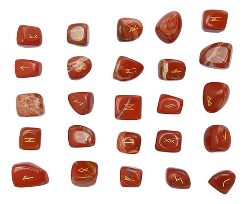 Juego De 25 Piedras Rúnicas Grabadas Con El Alfabeto Antiguo
