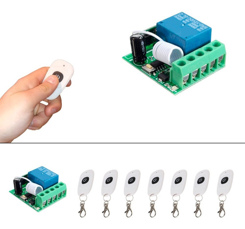 Receptor Inalámbrico 1 Rele 7 Controles Remotos 433mhz Kit