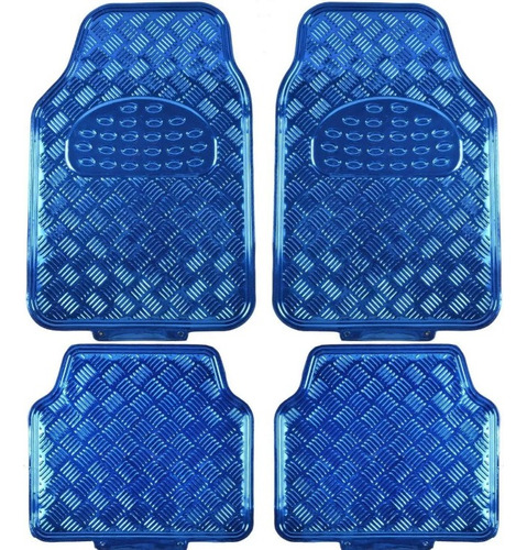 Alfombra Cubre Piso Auto Tuning Azul Metálico Set 4pcs
