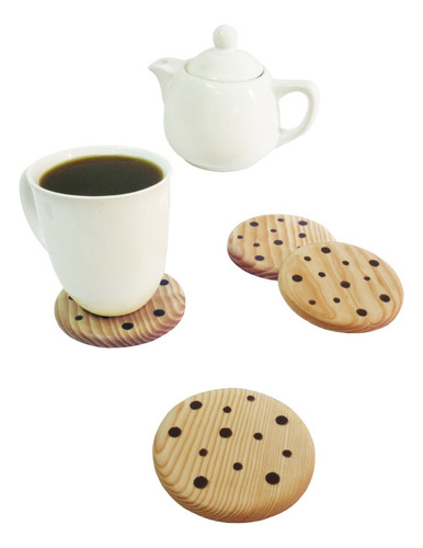 Portavasos De Madera Galleta Base Tazas Porta Vasos
