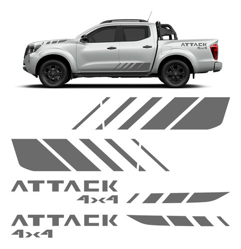 Kit Adesivos Attack 4x4 Nissan Frontier 2023 Faixa Grafite