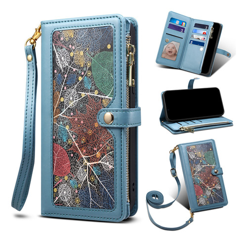 Funda De Piel Tipo Cartera Con Cierre Para iPhone