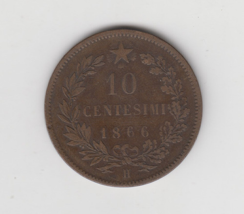 Moneda Italia 10 Centesimi Año 1866 H Bueno +