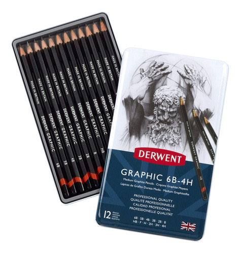 Juego De L&aacute;pices De Grafito Derwent, Gris M