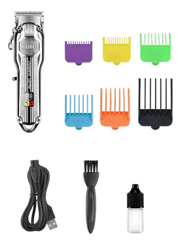 Maquina De Corte Profesional Kemei Km-517 Barberia Color Plateado