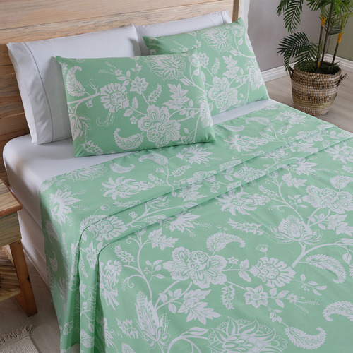 Jogo De Lençol 4 Peças Percal 180 Fios Home Style Casal Cor Verde Jade