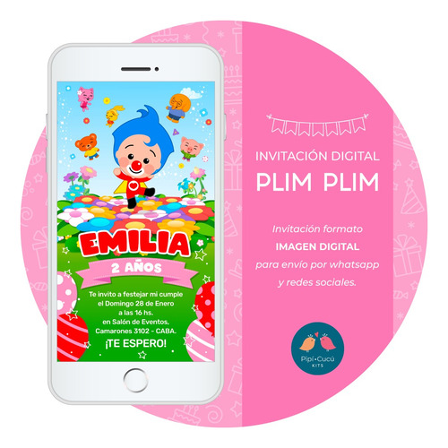 Invitación Digital Imagen - Plim Plim (modelo 2) - Niña