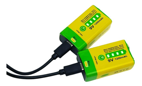 Batería Pila 9v Recargable Por Puerto Usb 1200mah 6f22