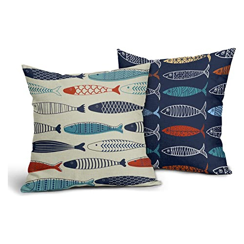 Fundas De Almohada Temática De Peces, Decorativas De L...