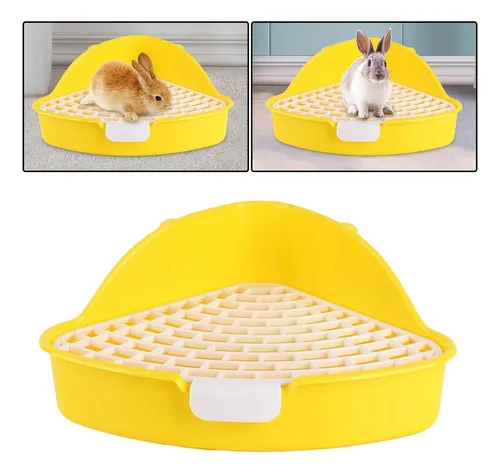 Caja De Arena Triangular Mediana Para Conejos Con Rejilla