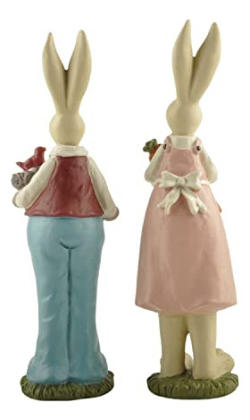 Figurillas Conejos De Pascua Decoración Hogar Mesa, Set 2 Re