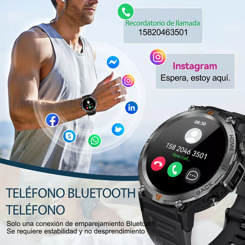 B Reloj Inteligente Con Linterna Reloj Inteligente A Prueba