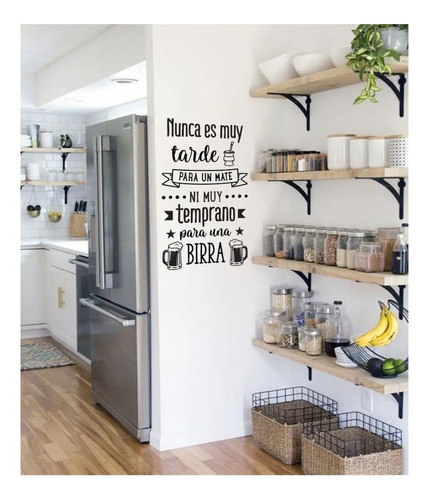 Vinilo Decorativo Pared Frases Mate Cocina Heladera Comedor