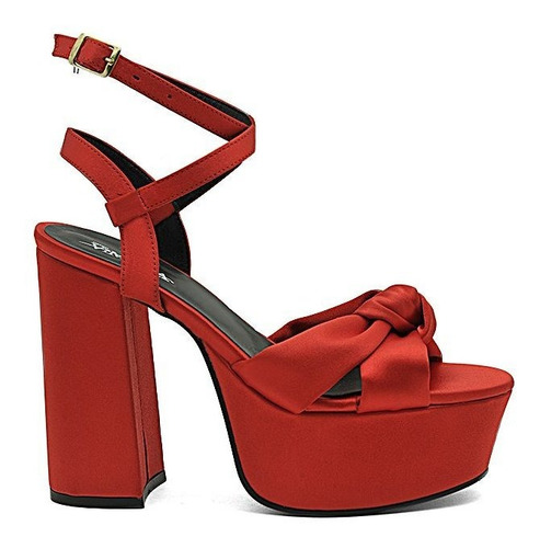 Zapatilla Plataforma Tacón Alto De Vestir Rojo 245-510
