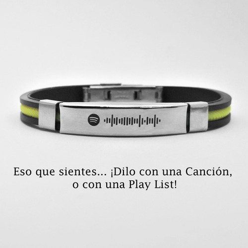 Imagen 3 de 10 de Pulsera Spotify Goma Acero Grabado Láser Personalizado 1114